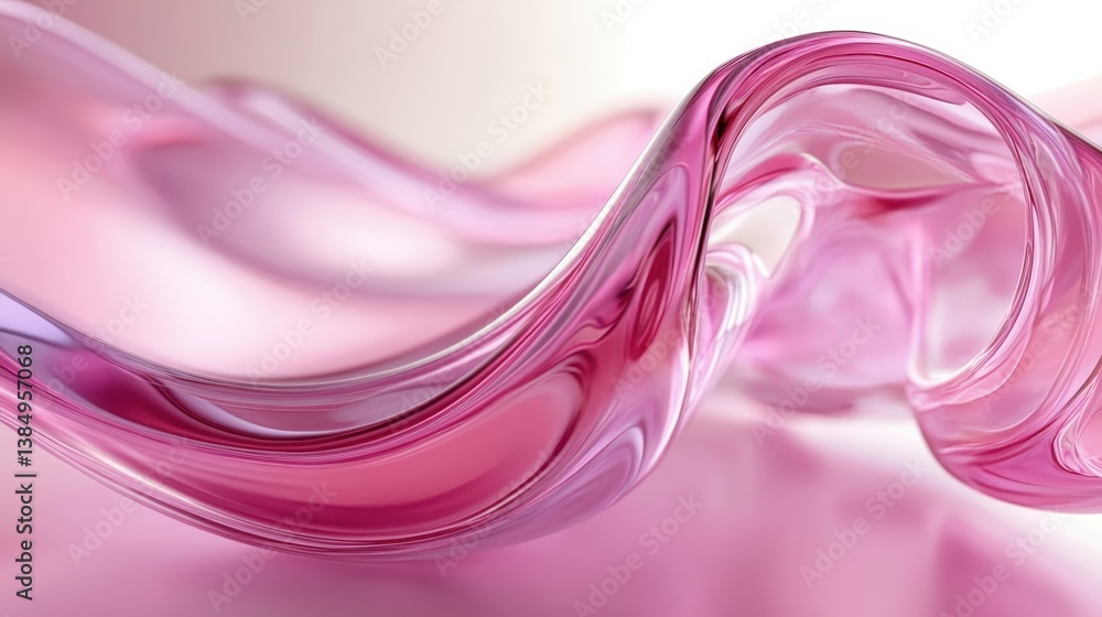 Poster vibrant pink wave flowing with dynamic curves, generating fluid patterns and abstract shapes, suitab