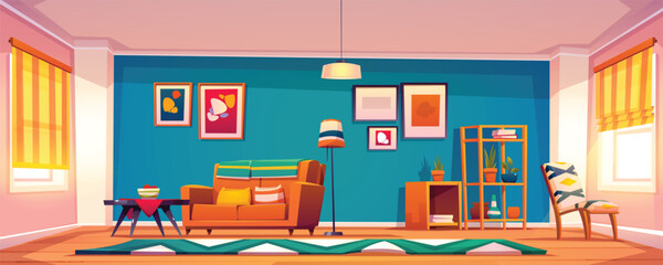 Parallax game background with modern living room