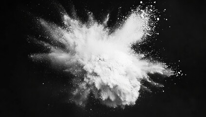 White powder explosion on black background