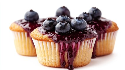 Delicious Blueberry Muffins with Glaze and Fresh Blueberries on Top