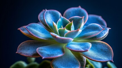 Close-up of a lively succulent featuring shimmering purple and blue tones, perfect for nature-themed decor