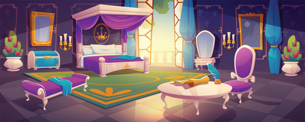 Royal bedroom interior, king or queen luxury room