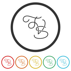 TVS letter logo. Set icons in color circle buttons