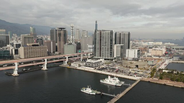 Urban Aerial Panorama of Kobe, Japan