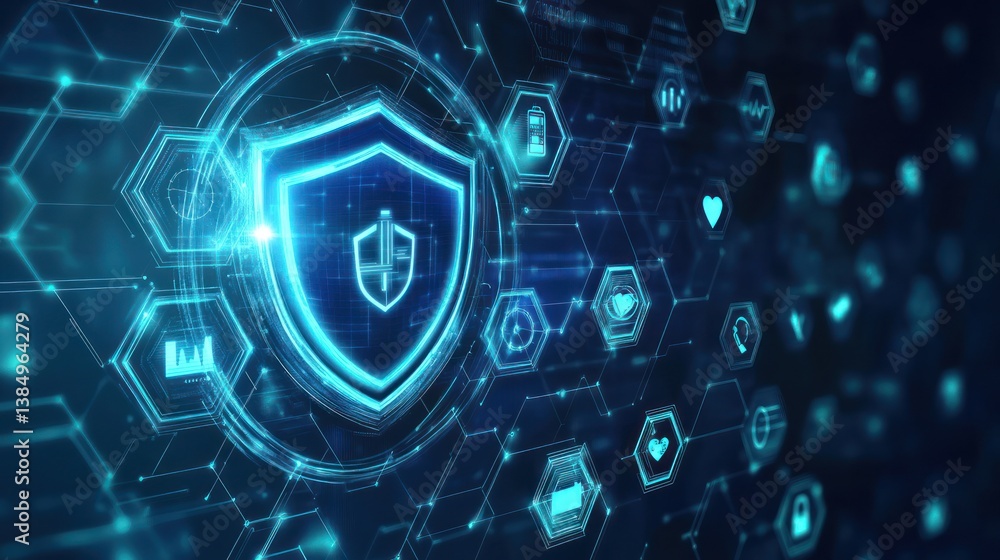 Poster digital shield security technology interface