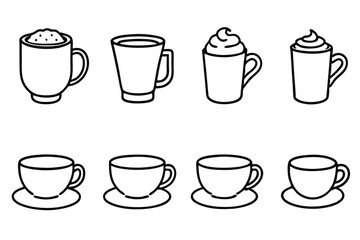 Cappuccino Line Art Sketch for Modern Coffee Shop Wall Decor 