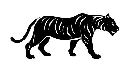 Obraz premium Black Tiger Silhouette Vector Illustration Animal Design