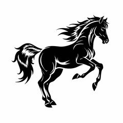 Obraz premium Black Wild Horse Silhouette Vector Art Illustration