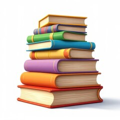 Fototapeta premium Stack of Colorful Books Education and Knowledge on White Background