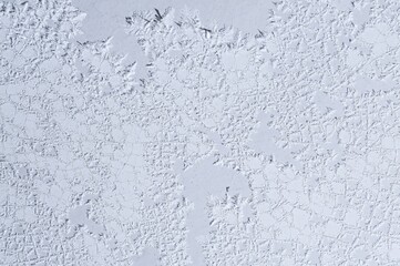 Intricate patterns of cracked white paint form a mesmerizing abstract texture on an old wall.