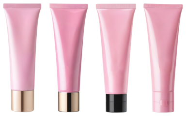 set of cosmetic cream bottles tubes mockup on transparent background