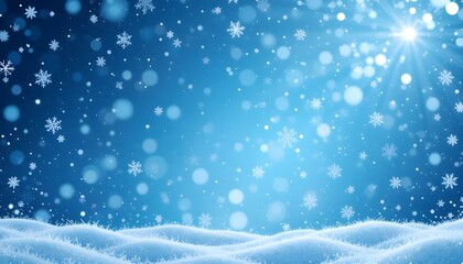 Fototapeta premium Sparkling Blue Winter Background with Snowflakes for Holiday, Seasonal, and Festive Design Projects