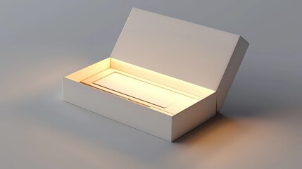 A white mockup box for credit card, box is open and inside there is a place for bank card, luxury box, low lightning, Generative AI illustrations. 