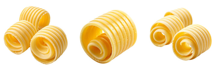  Set of A photo of a butter role curls isolated on a transparent background