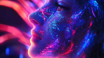 An AI powered digital art generator creating unique artworks based on user input and artistic preferences, Creative technology style, photo of