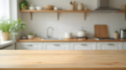 Wooden countertop in modern kitchen interior