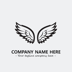 Wing illustration black and white for logo company vector image
