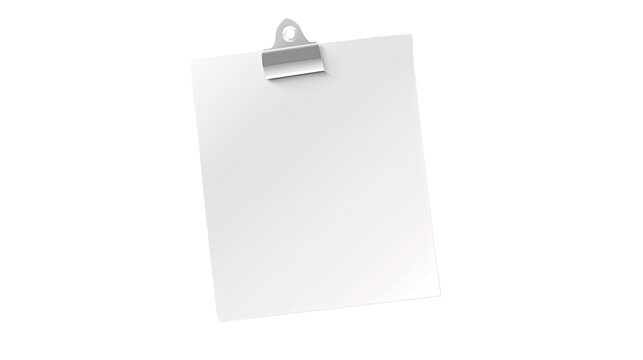 Blank Clipboard: A simple, blank clipboard with a metallic clip. This image is perfect for visual representations of blank documents and business documentation. 