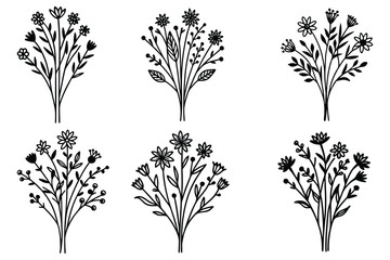 Obraz premium minimalist botanical sketch of a wildflower bouque