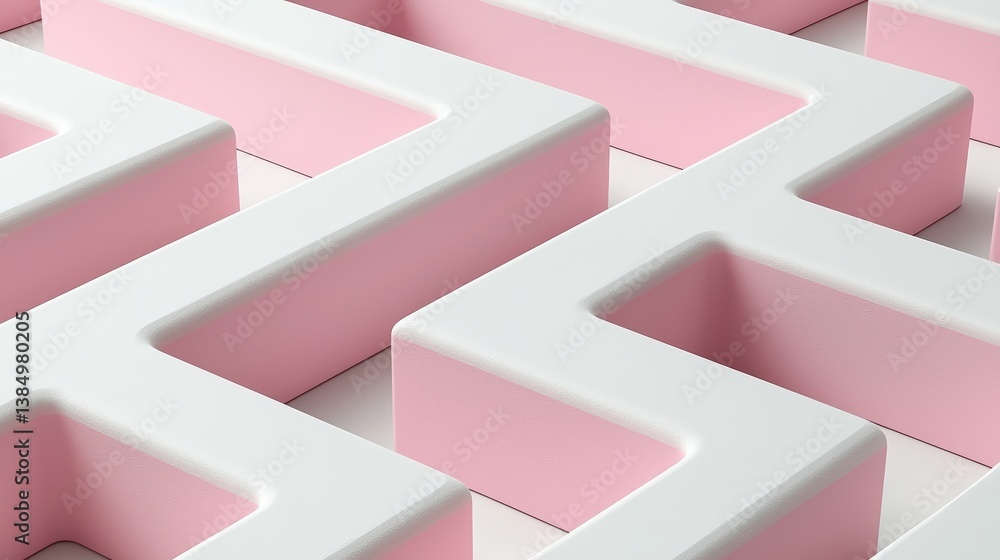 Poster abstract geometric pattern with pink and white elements in a modern design style