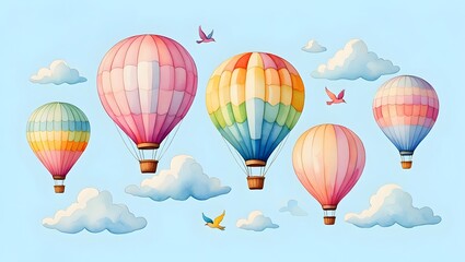 Naklejka premium Colorful Balloons Kids Wallpaper AI