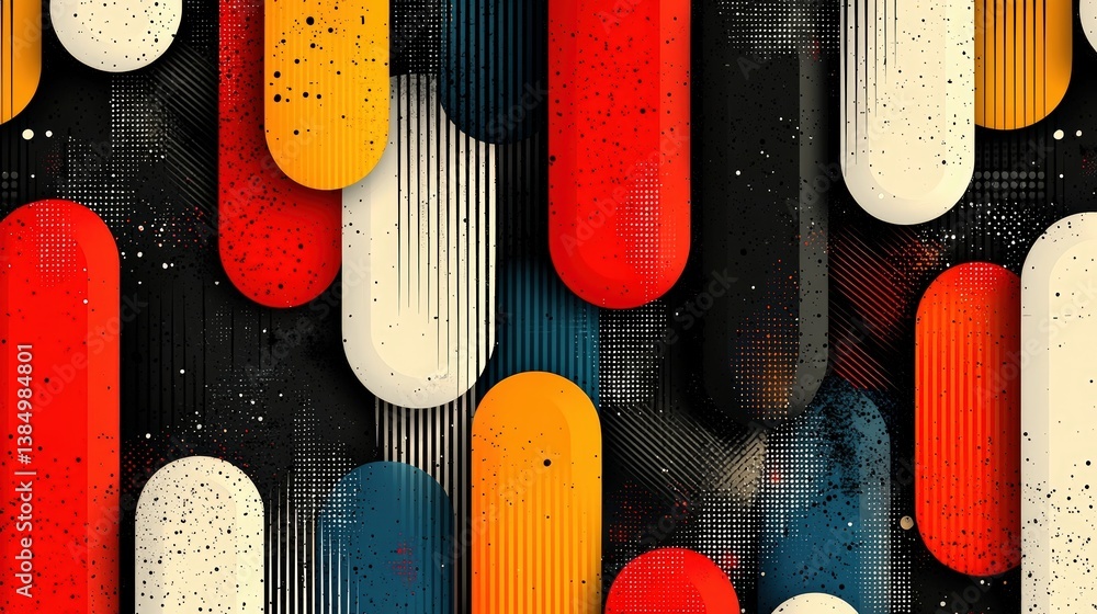Poster abstract geometric pattern with bold colors and textured background for modern design projects
