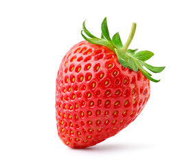 Juicy strawberry isolated on white. Clipping path.