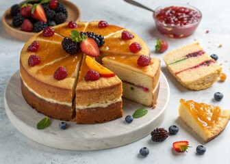 cake with berries