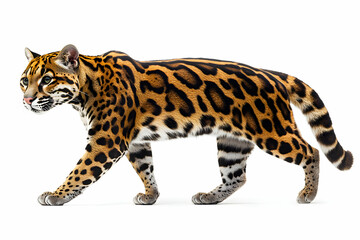 Obraz premium Captivating Ocelot Portrait, A Sleek Feline Isolated on White Background