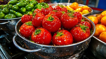 Fresh Market Tomatoes Vibrant Red with Ready to Cook.