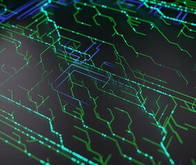 Green and Blue Electronic Circuit