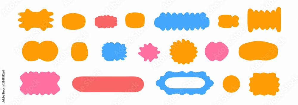 Poster colorful graphic shape collection: a vibrant array of diverse, colorful graphic shapes perfect for a