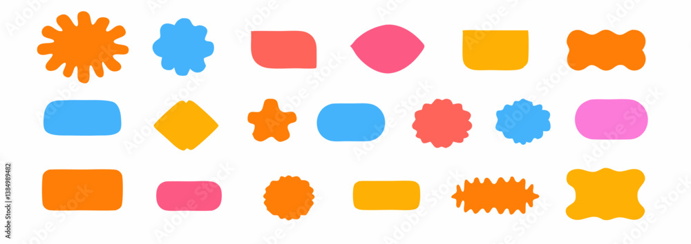 Poster vibrant shapes: a collection of brightly colored abstract shapes, each unique in design, creating a 