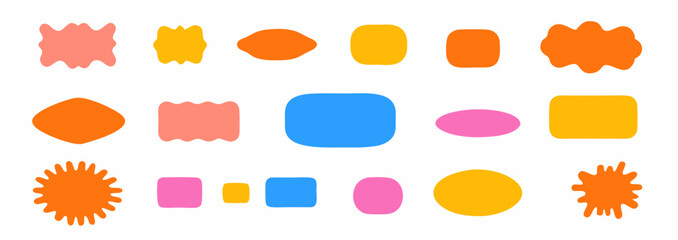 Colorful Abstract Shapes: A vibrant collection of various colorful abstract shapes in different forms, with vivid colors and playful designs, creates a sense of creativity, modern design.