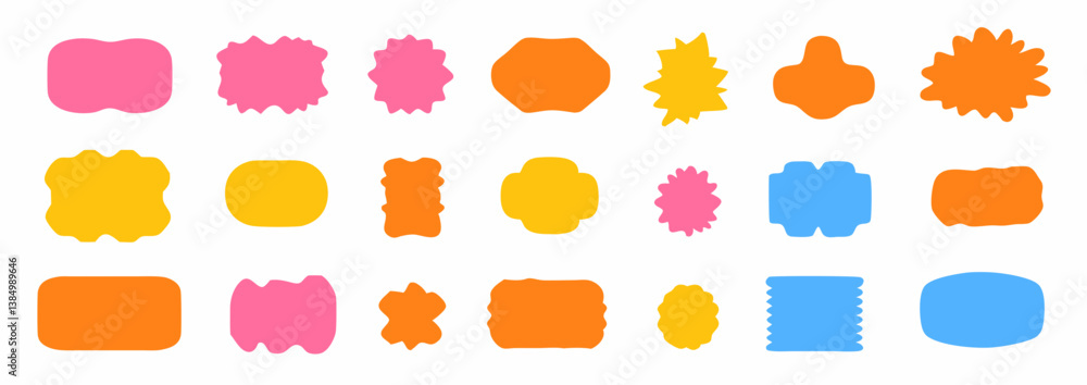 Poster vibrant shape collection: an assortment of playful shapes in various colors, offering a dynamic visu