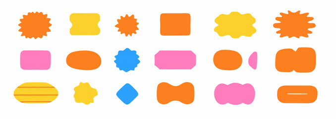 Vibrant Shapes: A captivating array of multicolored, abstract geometric shapes in a flat design style, perfect for graphic design projects.