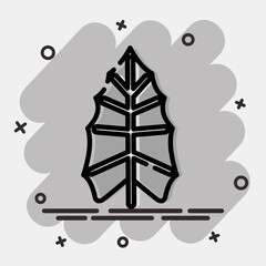 Icon alocasia. Plant leaves elements. Icon in comic style.