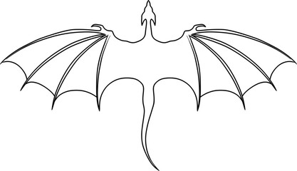 flying dragon silhouette outline vector illustration © Iuliia