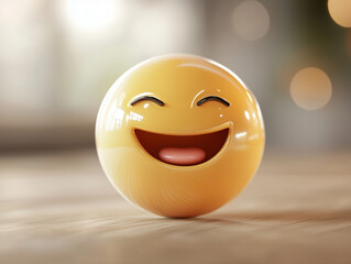 Fototapeta premium 3d rendering of a laughing yellow emoji expressing extreme joy