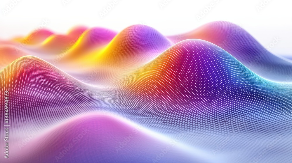 Aufkleber vibrant abstract waves with colorful dots in soft focus and fluid motion
