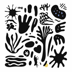 Abstract Silhouettes: A collection of various abstract shapes, including organic and geometric forms, offering a versatile set of design elements suitable for different concepts.