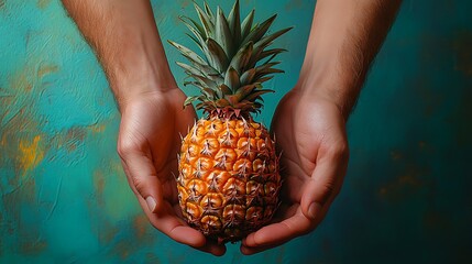 pineapple in hands