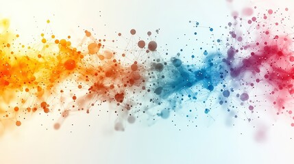 Fototapeta premium Abstract Colorful Background with Dynamic Dots and Lines in Orange, Blue, and Red Tones