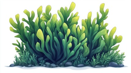 vector cartoon of a seaweed, isolated clear white background 