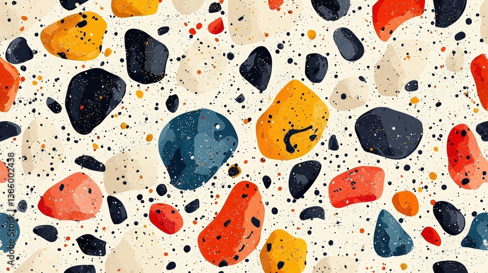 Poster colorful abstract pattern with unique shapes and textures of various stones and pebbles
