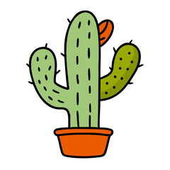 Cartoon Cactus in Orange Pot Desert Plant vector