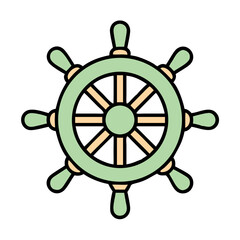 Obraz premium Nautical Ship Wheel, Steering Icon, Maritime, Vessel, Sailing, Boat, Captain, Seafaring, Ocean, Voya