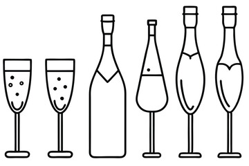 Champagne Line Art Illustration Detailed Drawing for Stylish Visual Art 