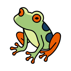 Fototapeta premium Cartoon RedEyed Tree Frog vector, Amphibian, Nature