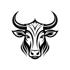 Black and white cartoon cow and bull head vector illustration
